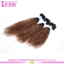 Qingdao top quality raw indian hair weave 100% unprocessed afro kinky curly virgin hair ombre weave extension